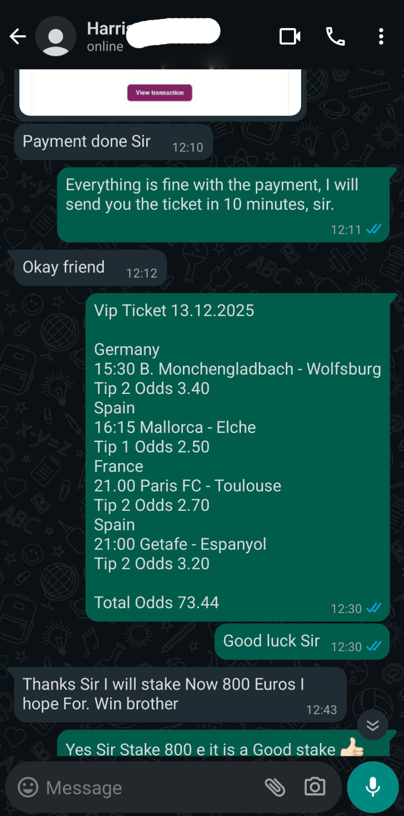 Fixed Matches Vip ticket big winner start your wining plan today and start your wining strategy